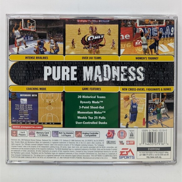 Lot Of 3 Basketball Games NBA Live 98 2000 NCAA March Madness 99 PlayStation 1 - Picture 3 of 10